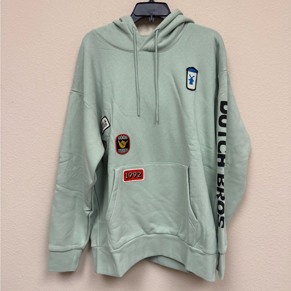 Dutch Bros Green Hoodie with Patches - M